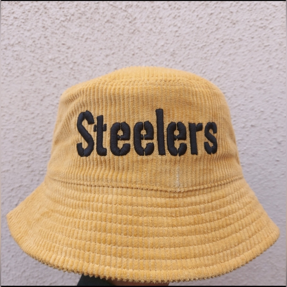 Custom corduroy bucket hat one size Steelers 3d